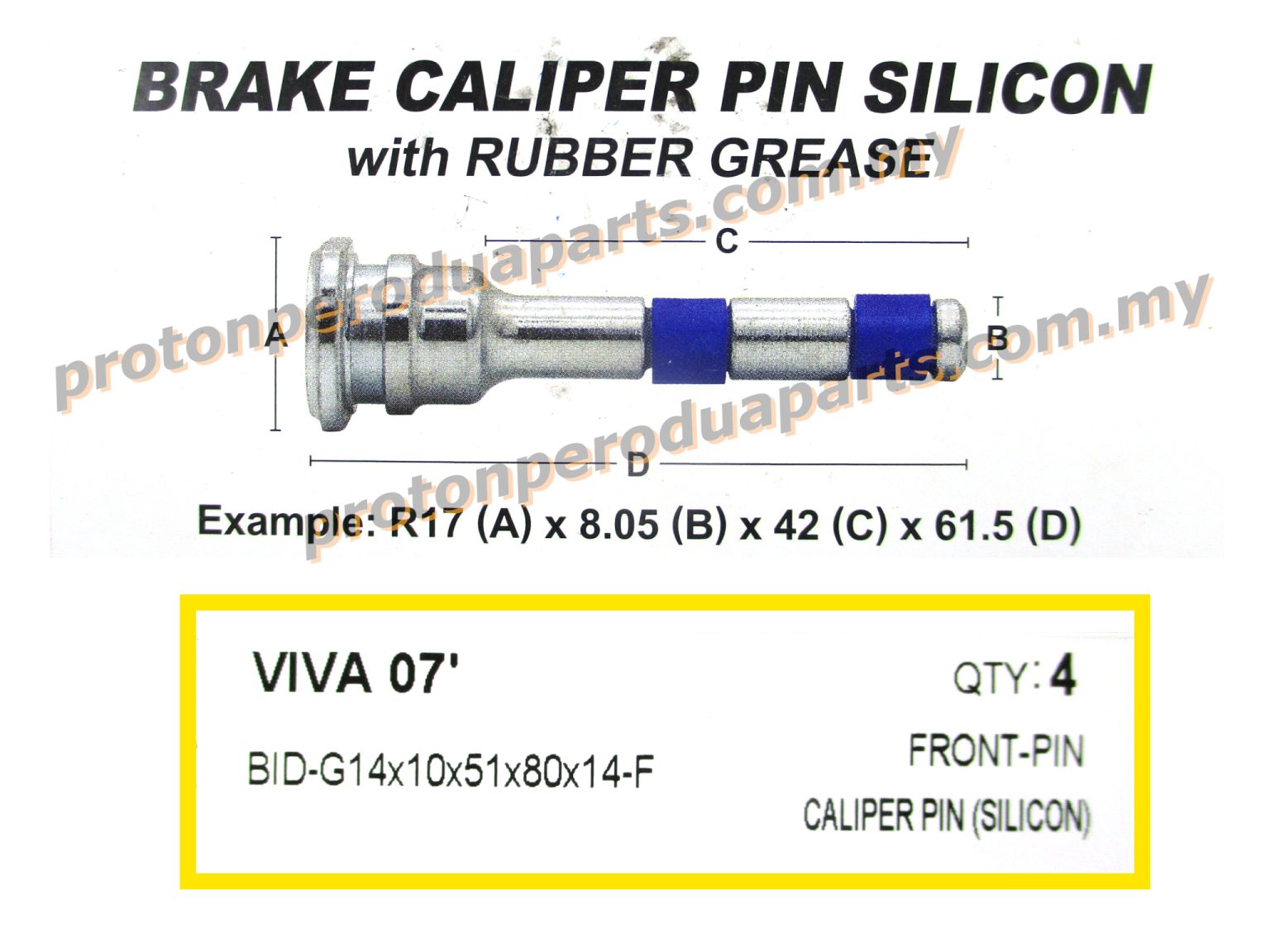 Caliper Pin Disc Brake Silicon Bush Dust Cover Grease Perodua