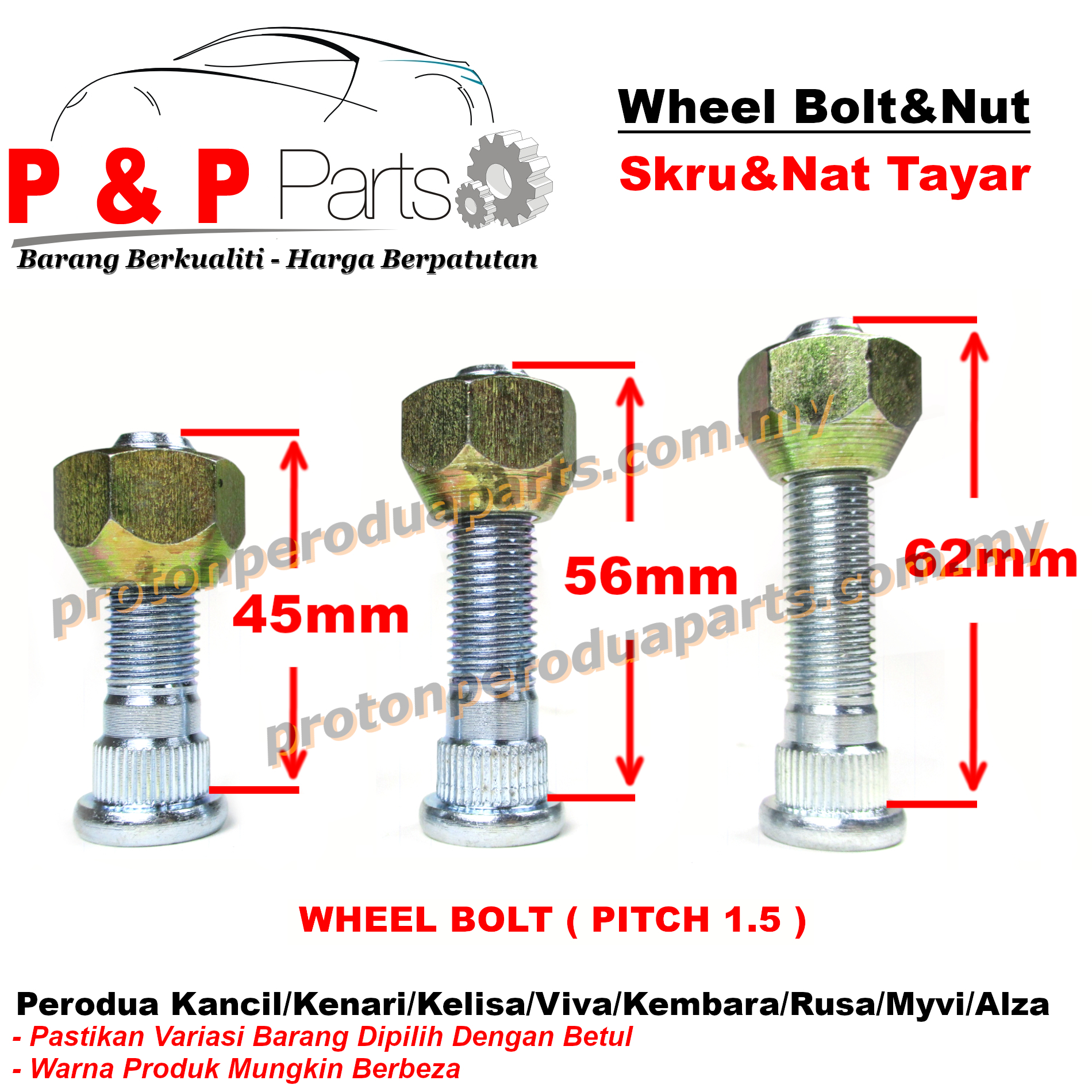 Wheel Bolt And Nut Skru Nat Tayar For Perodua Kancil 