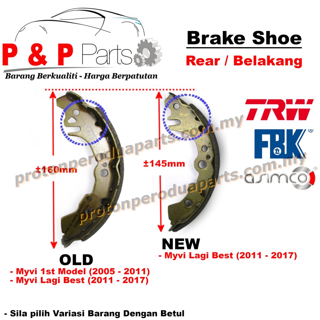 Rear Brake Shoe Lining Pad Belakang - Perodua Myvi Old First Model Lagi Best 1.0 1.3 1.5