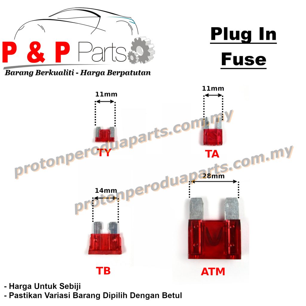 Plug In Fuse Fius Leper 2kaki - Big Medium Small Mini - High Quality - 1 biji