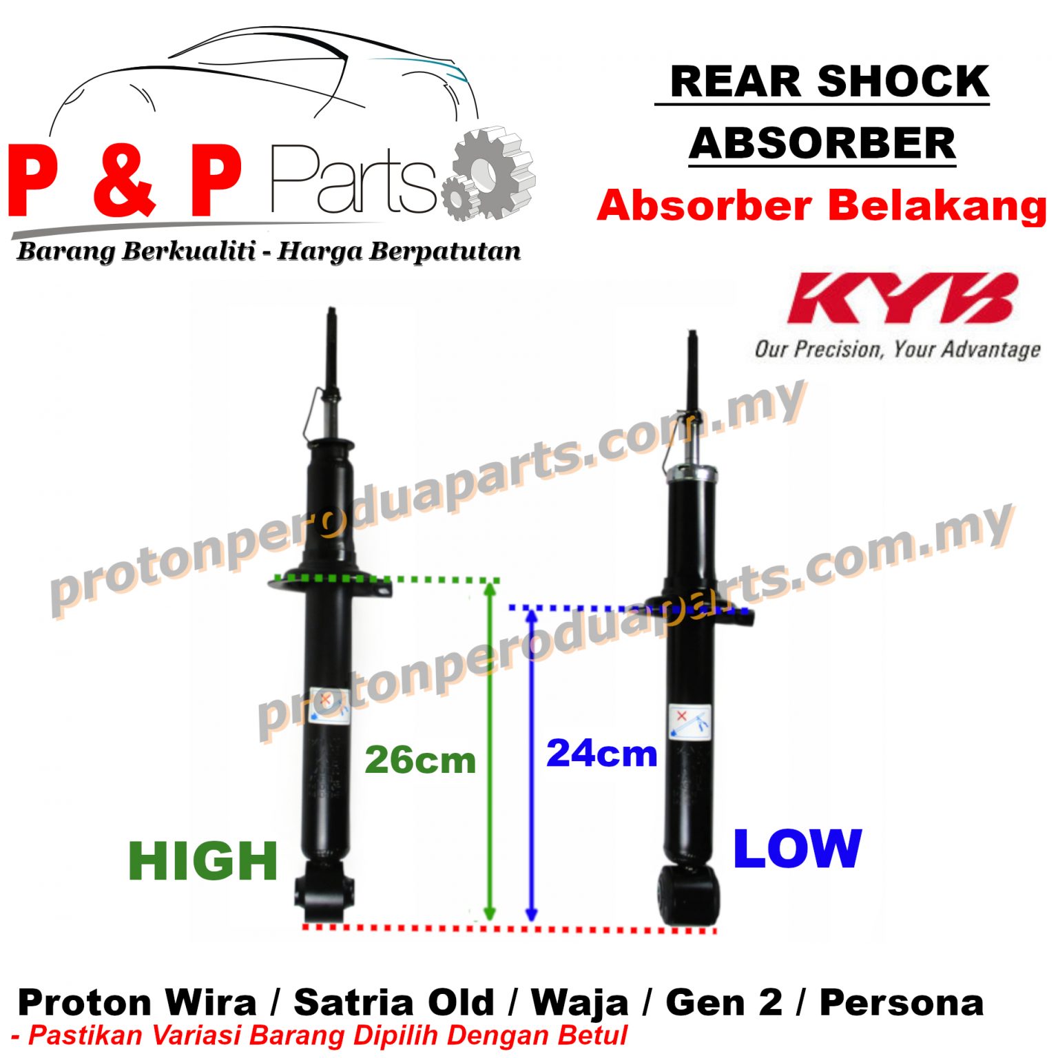 Absorber Wira Satria Old Waja Gen 2 Persona - Rear - KYB Kayaba Gas ...