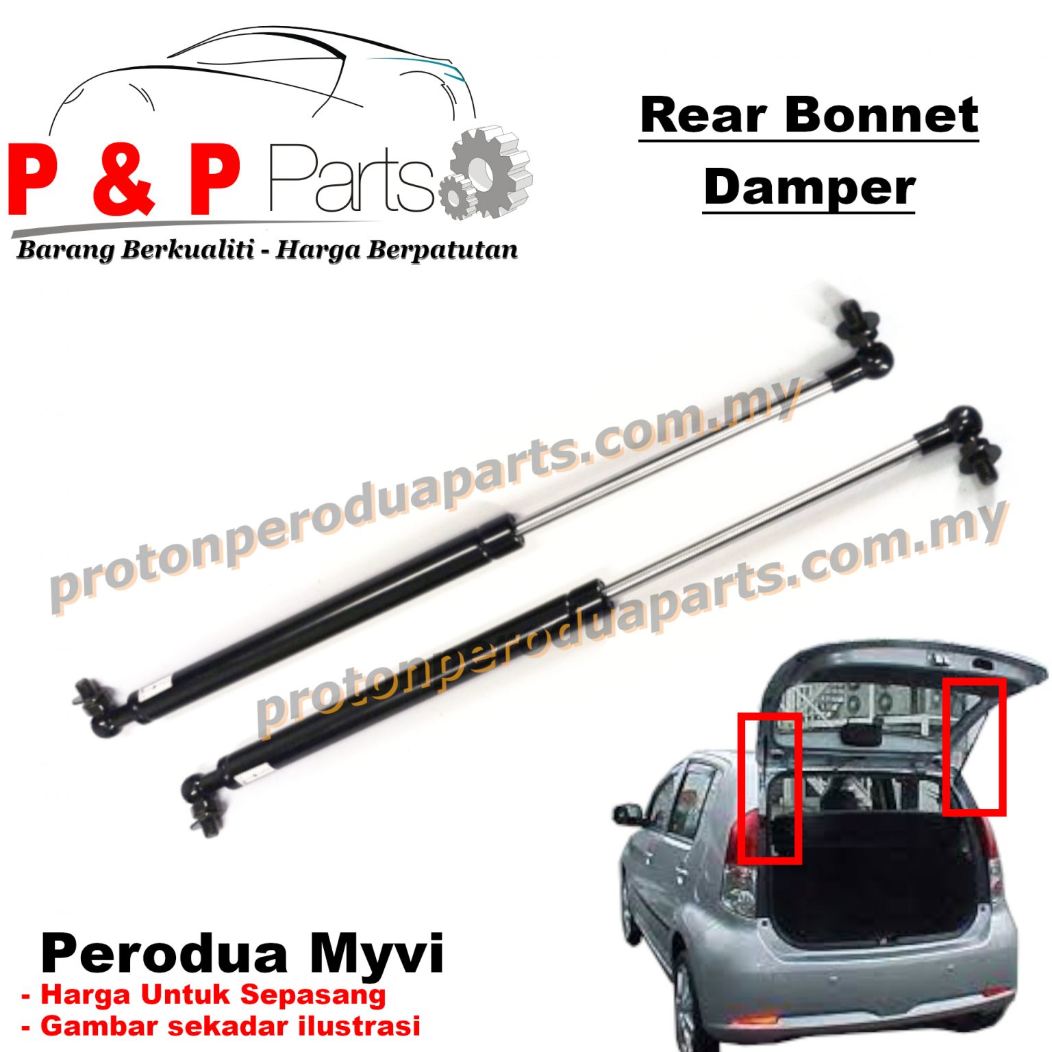 Rear Absorber Bonnet Damper Belakang For Perodua Myvi Pcs Proton Perodua Parts Online